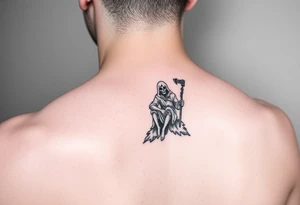 Symbols of the Grim Reaper or the Grim Reaper sitting on something tattoo idea