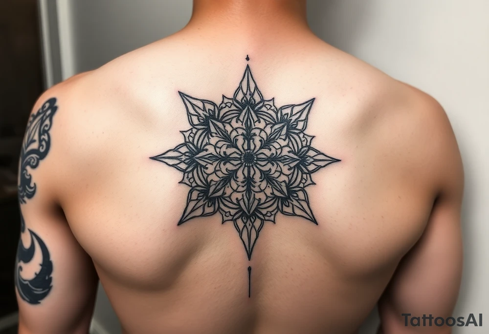 Sak Yant tattoo, spiritual, Unalome style, about regrets, addictions, self-focus, limited time, live fully. in the arm tattoo idea