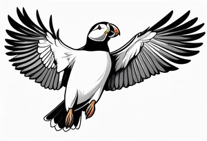 a flying puffin without background tattoo idea