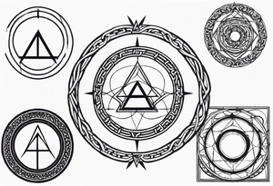 Simplistic symbol large delta inside a circle made from chain and whip elements tattoo idea