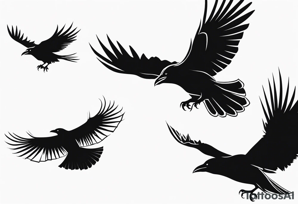 7 ravens flying tattoo idea