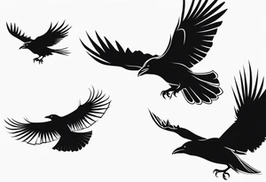 7 ravens flying tattoo idea