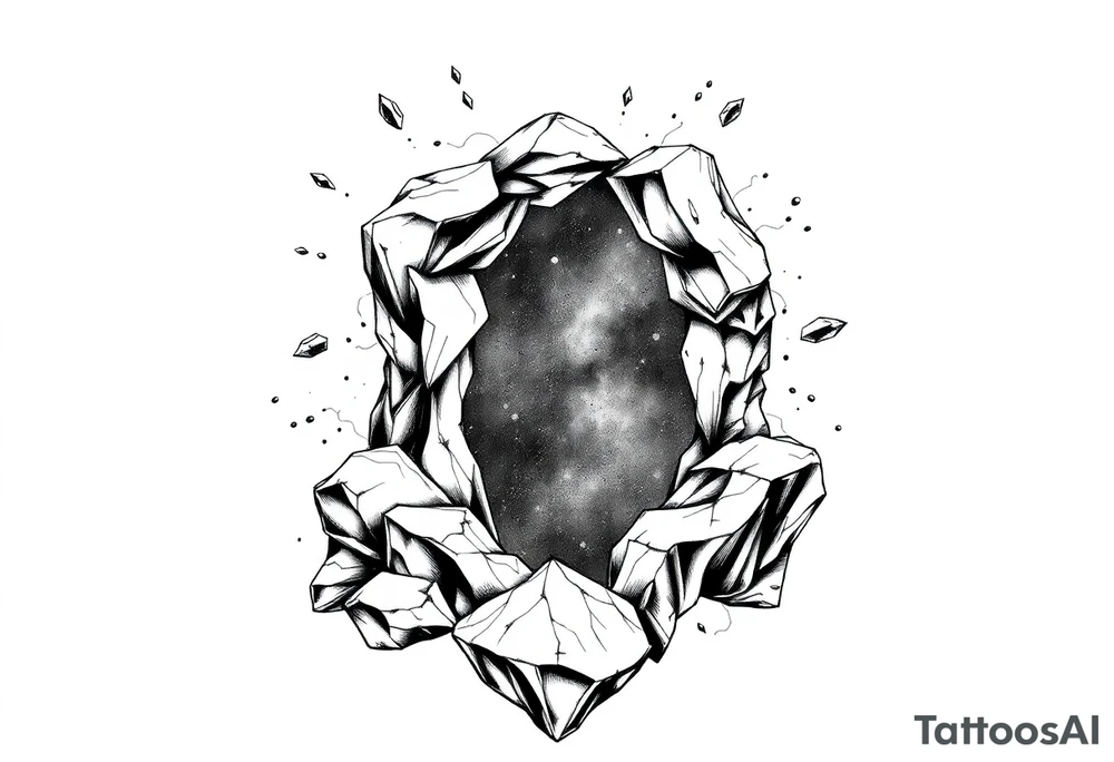 mind breaking open into space tattoo idea