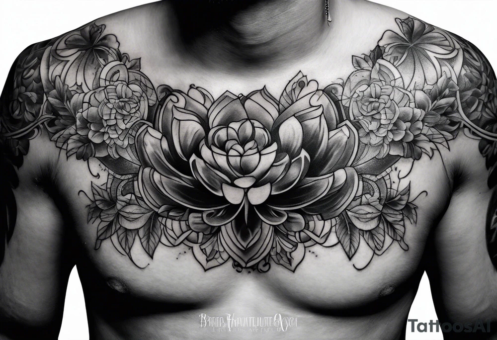 mens chest tattoo with four 4 leaf clovers on the collar bone tattoo idea