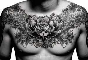 mens chest tattoo with four 4 leaf clovers on the collar bone tattoo idea
