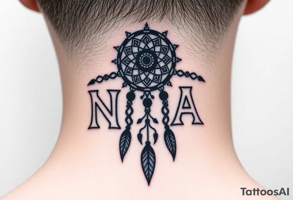 Nia letters with a dreamcatcher tattoo idea