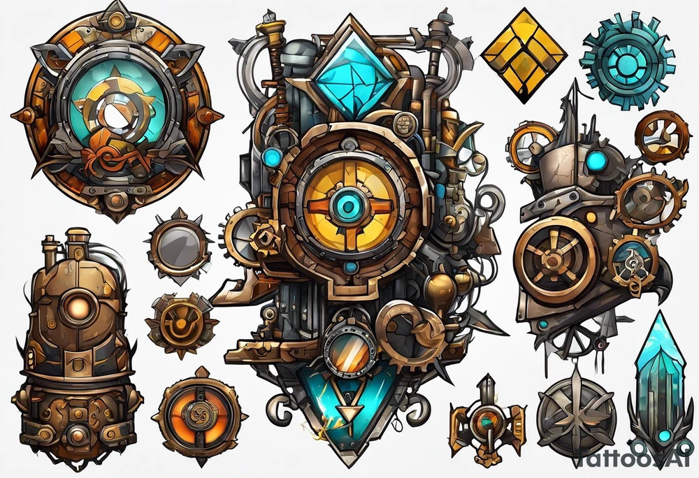 Borderlands 2 game, borderlands 2 symbol, steampunk and cyberpunk tattoo idea