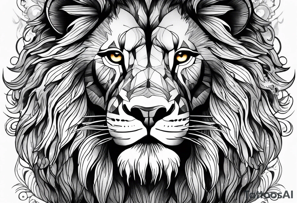 powerful majestic lion, close-up tattoo idea