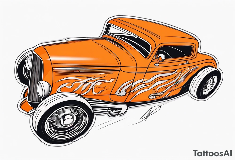 Orange hot rod tattoo idea