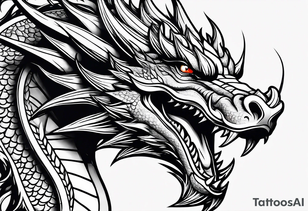 dragon face tattoo idea