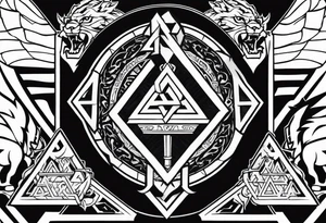 Valhalla  sword shield axe Valknut  stairs dragon lion tattoo idea