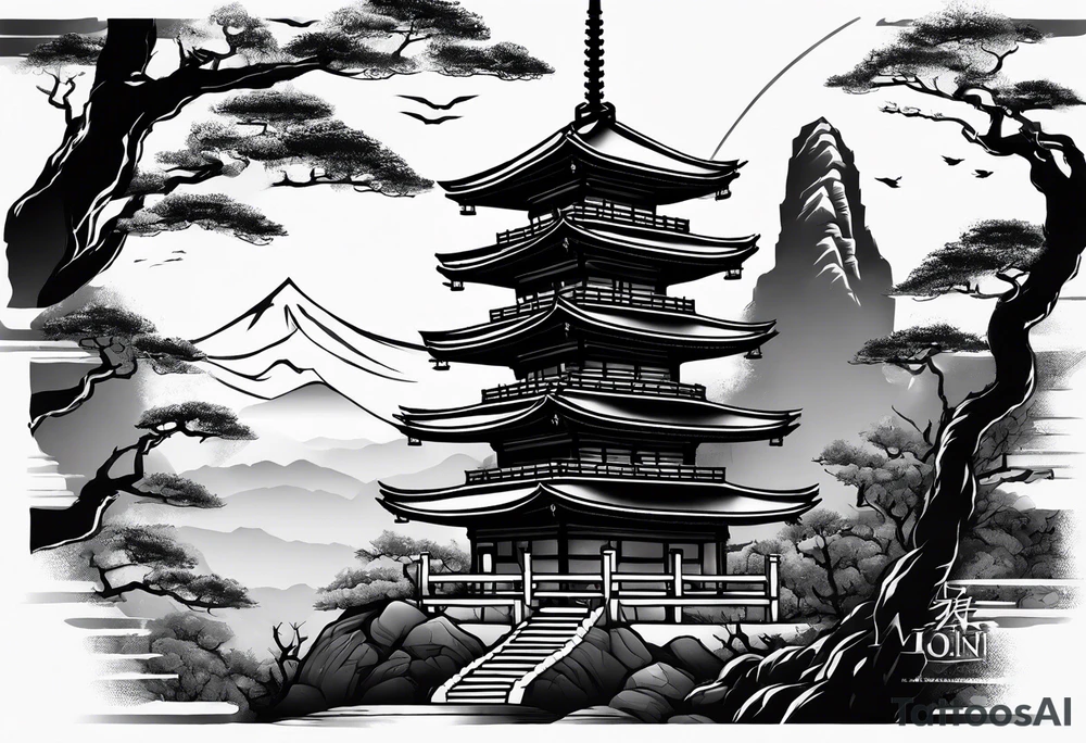 ronin and tower tattoo idea