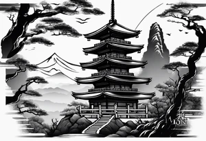 ronin and tower tattoo idea