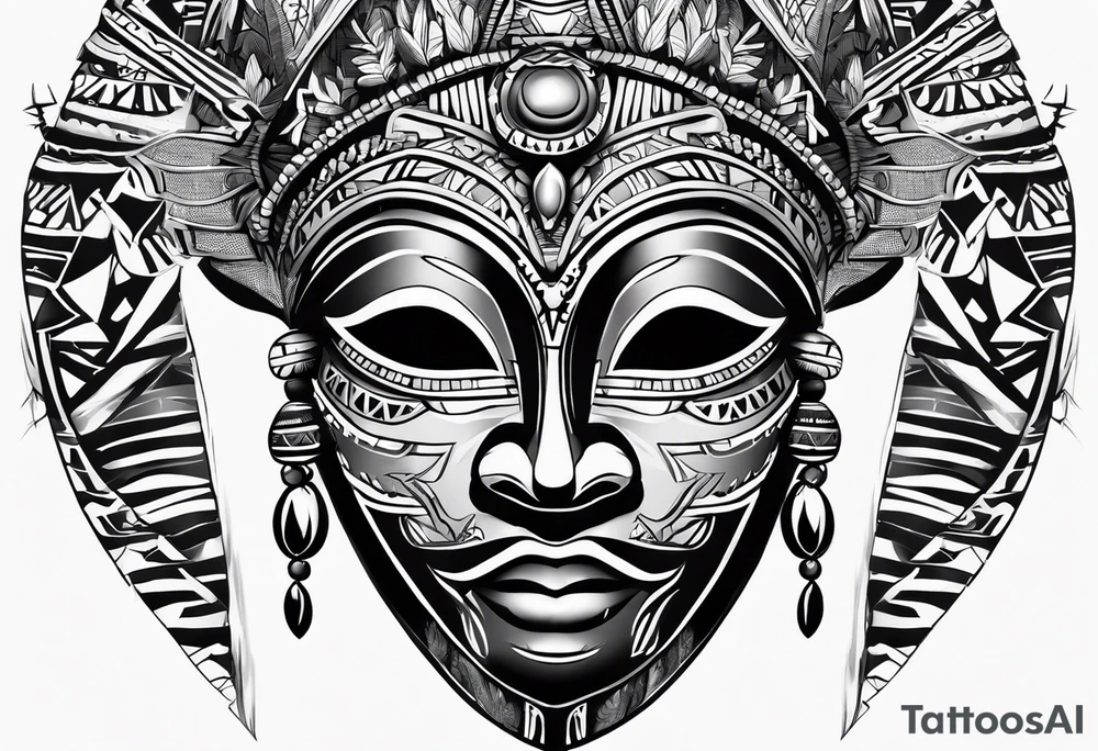 West African tribal mask tattoo idea