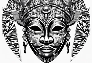 West African tribal mask tattoo idea