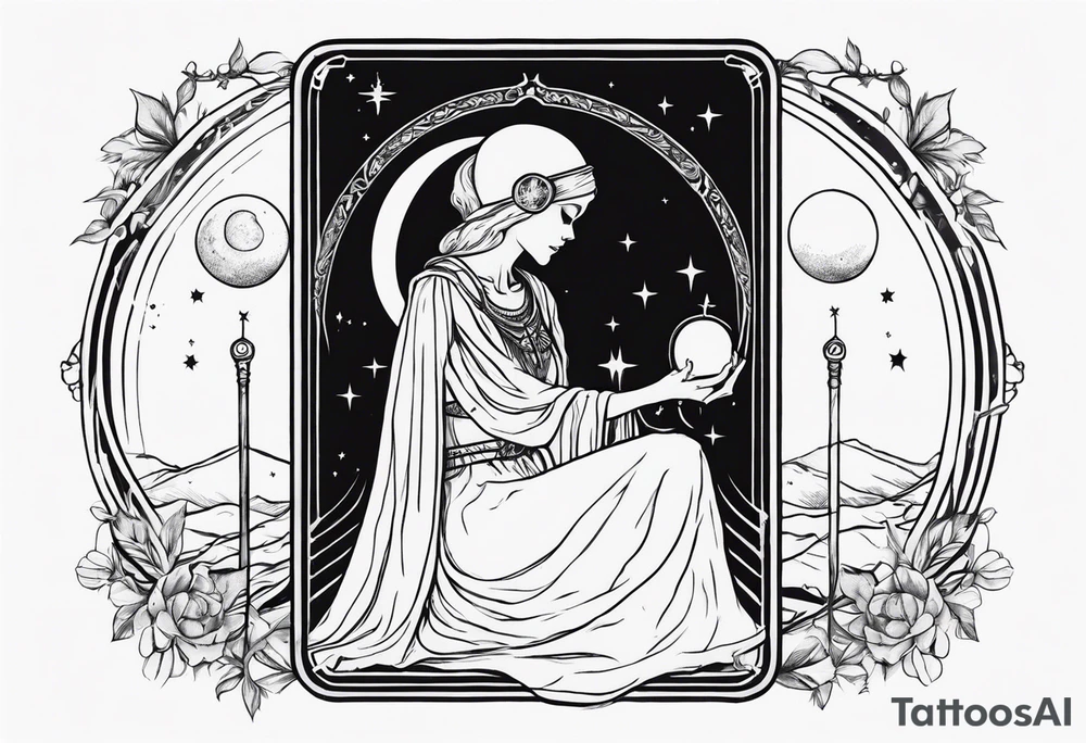 High priestess skeleton moon tarot card tattoo idea