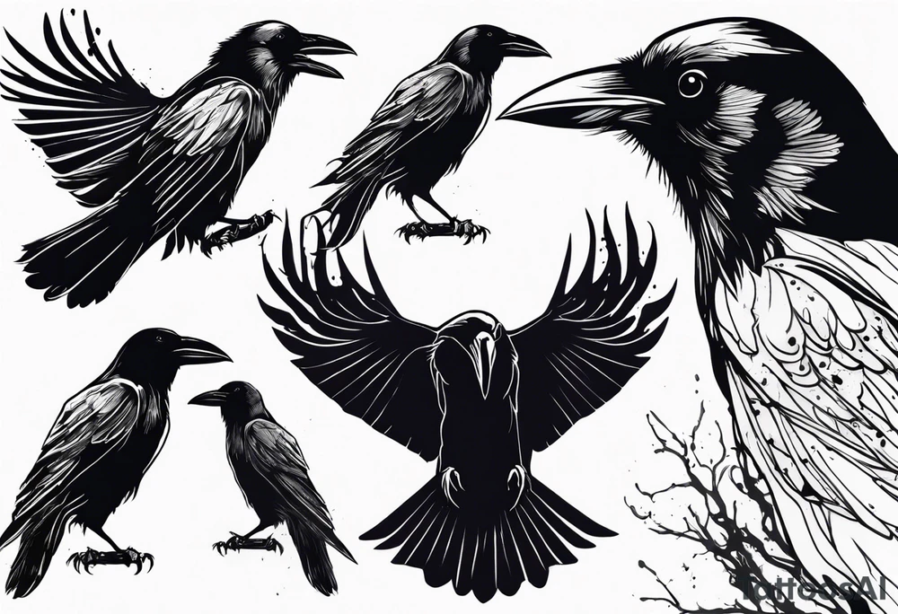 dead raven dripped in blood tattoo idea