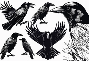 dead raven dripped in blood tattoo idea