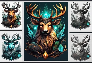 The Great Forest Spirit is a powerful deity that rules over the forest and the animals. It can take the form of a deer-like creature with a human face, or a giant, glowing humanoid at night. tattoo idea