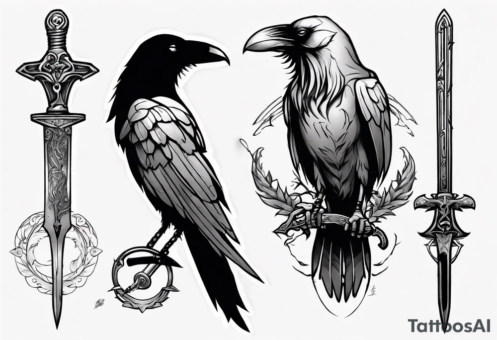 Raven with the sword tattoo idea
