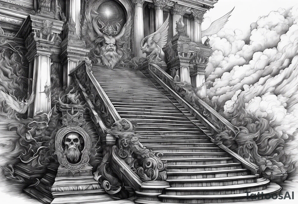 Satan knocked down the stairway to heaven tattoo idea