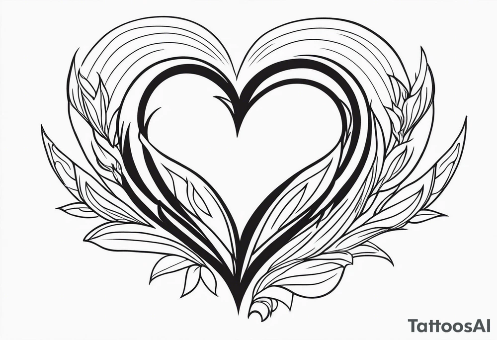 heart on fire fine line tattoo idea