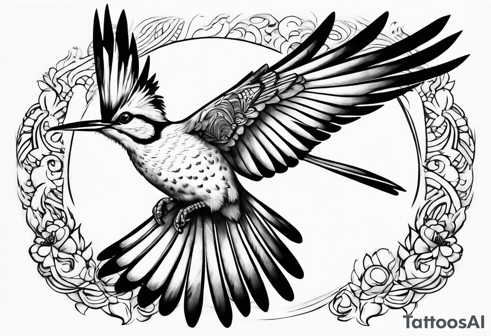 Flying hoopoe tattoo idea