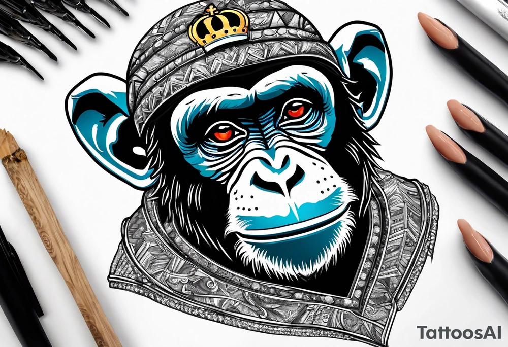 monkey with real madrid shirt celebrating soccer goal tattoo idea