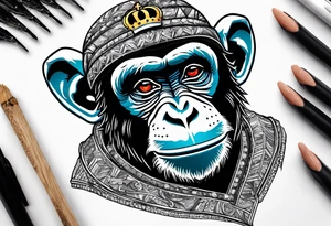 monkey with real madrid shirt celebrating soccer goal tattoo idea