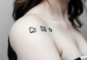 Powerful mental health  symbolism of play button, pause button, stop button and rewind tattoo idea