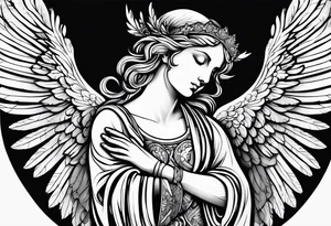 Angel with prayer hands tattoo idea