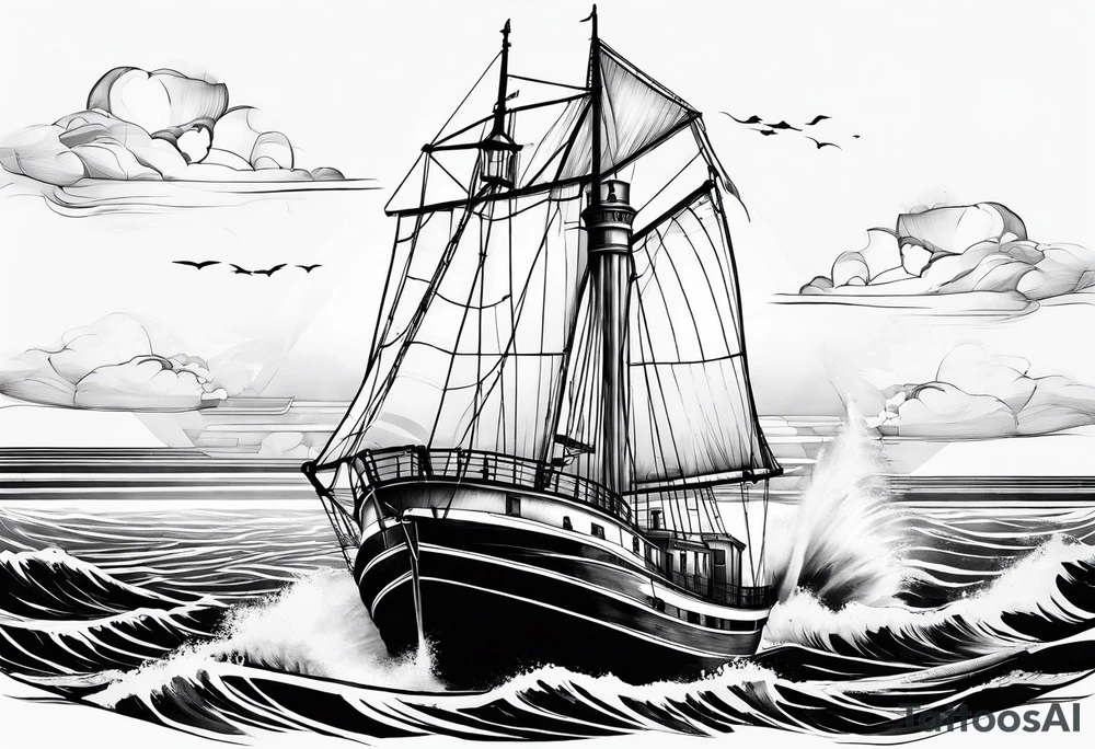 maritime lighthouse in a sailboat serving as a mast for a sail. tattoo idea maritime lighthouse in a sailboat serving as a mast for a sail. tattoo idea