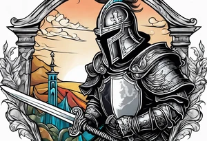 a knight pulling a sword out the bible tattoo idea