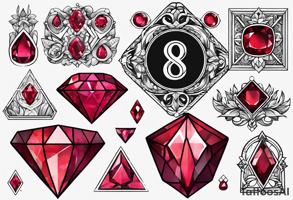 Ruby gem stone with the number 8 incorporated. tattoo idea
