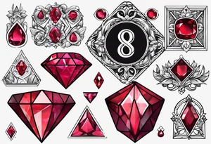 Ruby gem stone with the number 8 incorporated. tattoo idea