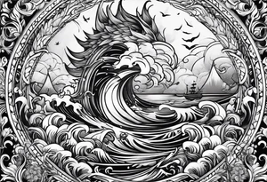 Neptun steht im Wasser tattoo idea