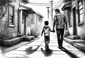 Child walking next to dad past away tattoo idea
