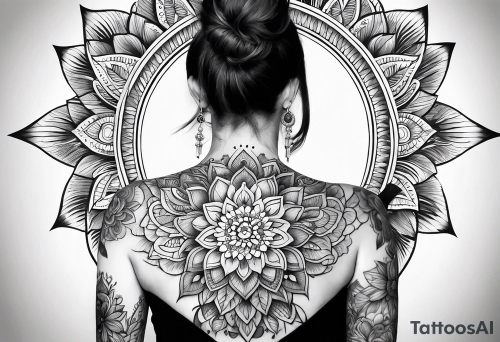 Mandala flower full back tattoo tattoo idea
