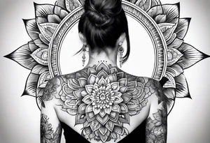 Mandala flower full back tattoo tattoo idea