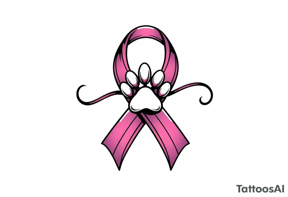 infinity symbol and cancer ribbon with dawg paw tattoo idea