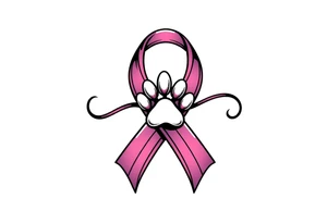 infinity symbol and cancer ribbon with dawg paw tattoo idea