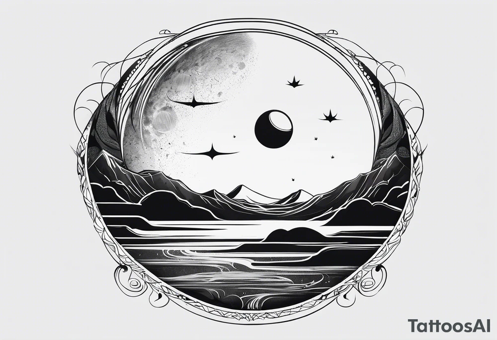 moon and line tattoo idea