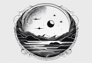 moon and line tattoo idea