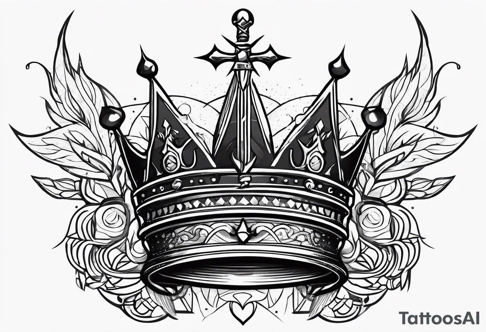 Sword, crown, distance love, science tattoo idea