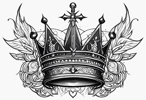 Sword, crown, distance love, science tattoo idea