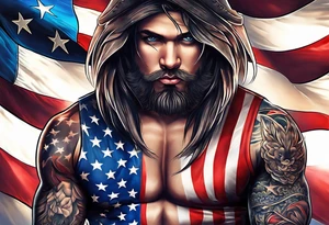Make a tattoo an american flag that demonstrates the love and pride of my origins tattoo idea
