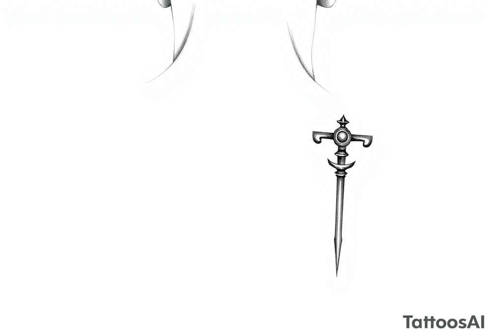 A single vajra placed on the right side, symbolizing unshakable strength, clarity of purpose, and the masculine force that cuts through obstacles. This design represents a man’s path to prosperity — steady, grounded, and undefeatable. It draws in success, protects against negativity, and channels disciplined action toward wealth, growth, and legacy. tattoo idea