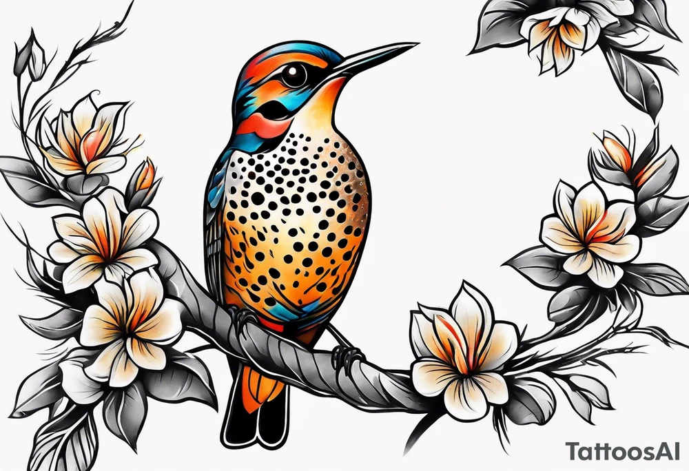 Female flicker bird tattoo idea