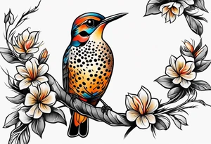 Female flicker bird tattoo idea