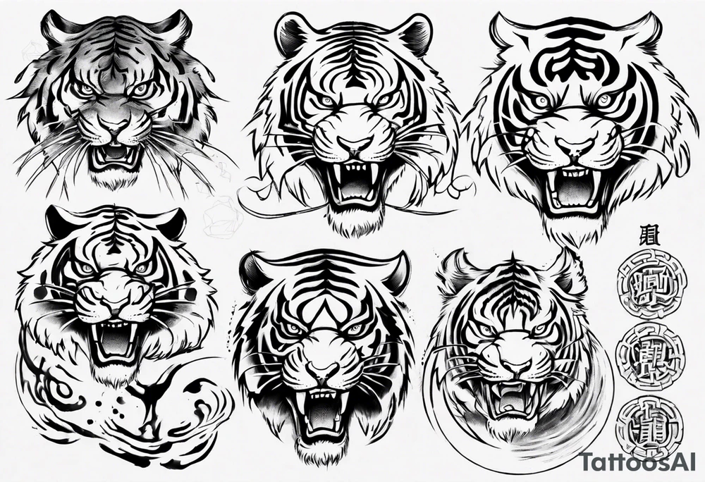 elemental tiger tattoo idea